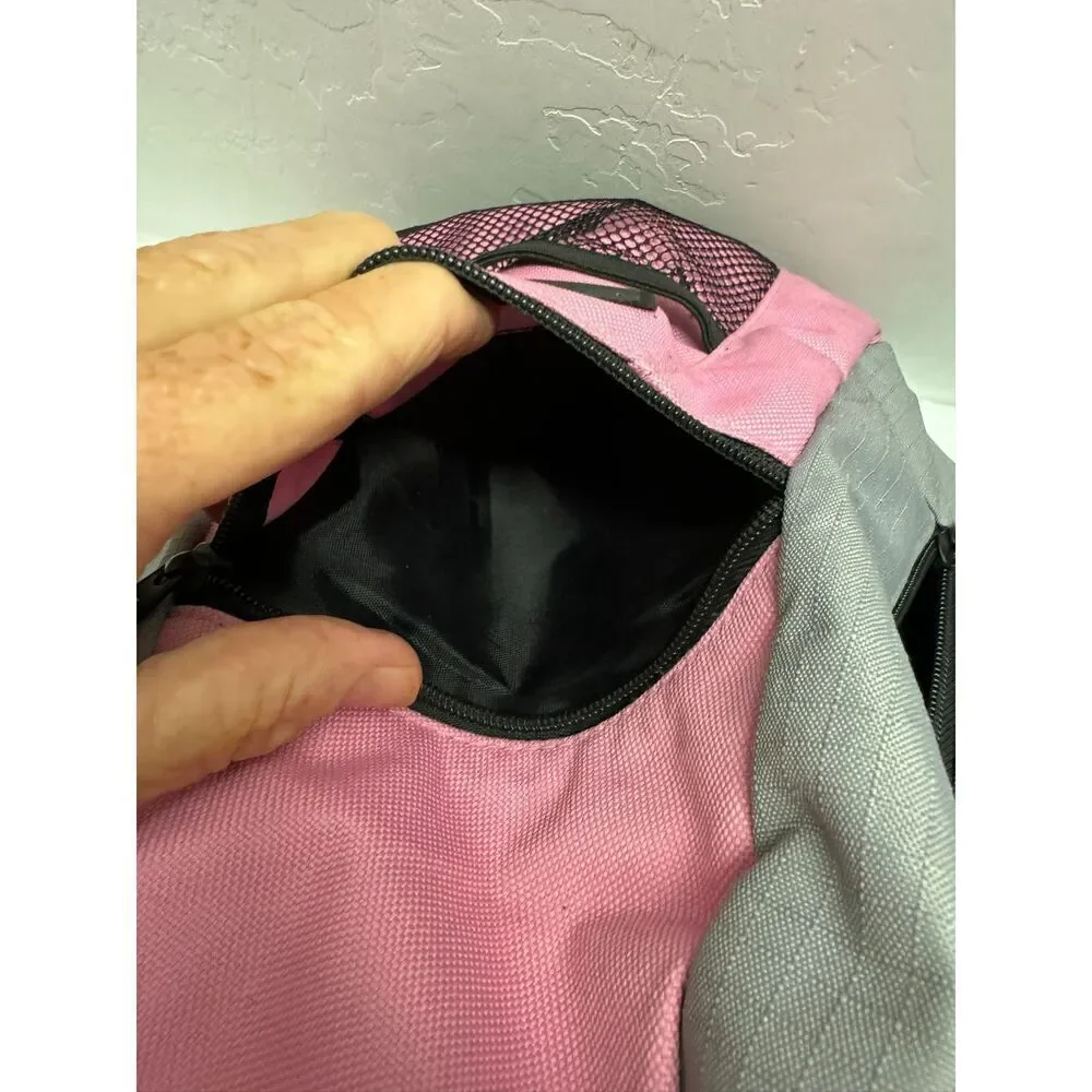 Embark Gray Pink Single Strap Sling Backpack Front Mesh‎ Pocket Zip Closures